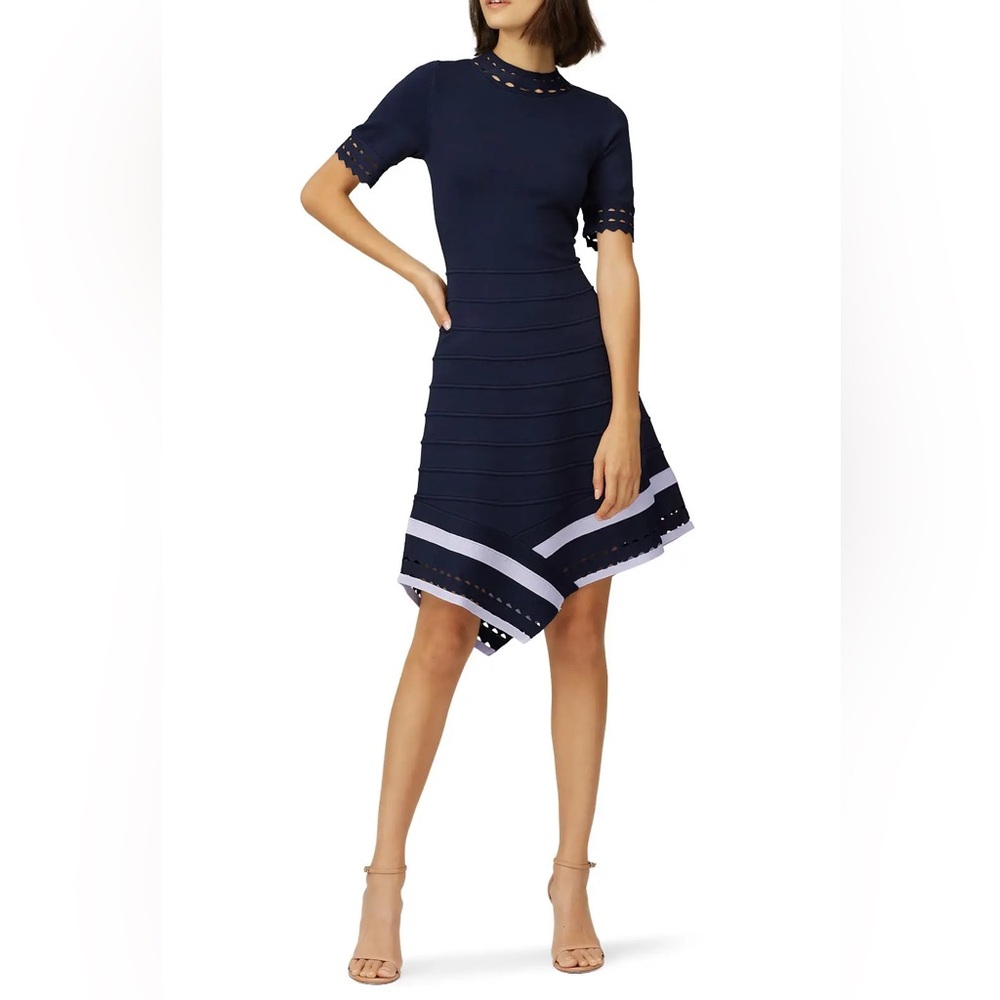 Shoshanna Navy Blue Costa Midi Dress Size Small